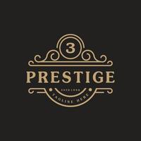 il logo di lusso numero 3 fiorisce linee di ornamento calligrafiche eleganti. segno di affari, identità per ristorante, regalità, boutique, bar, hotel, araldico, gioielli e modello di progettazione del logo di moda vettore