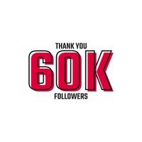 grazie 60 k follower card celebrazione vettore post modello di social media.