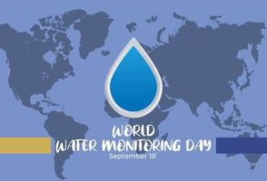illustrazione design piatto del modello della giornata mondiale del monitoraggio dell'acqua, design adatto per poster, banner, sfondi e biglietti di auguri giornata mondiale del monitoraggio dell'acqua a tema vettore