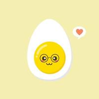 kawaii e simpatiche facce di uovo. uova di Pasqua amici con faccia buffa vettore, amichevole caricatura colazione uova persone. nutrizione per l'illustrazione del bambino vettore