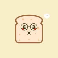 vettore divertente cartone animato carino pane affettato carattere isolato su sfondo colorato. mascotte etichetta panetteria. icona di illustrazione del personaggio dei cartoni animati piatto vettoriale. toast, carta del buongiorno, concetto di colazione