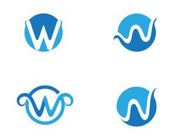 Lettera W Acqua onda Logo Template vettoriale illustrazione