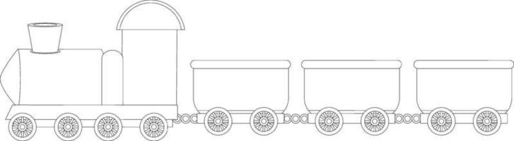 treno carattere doodle in bianco e nero vettore