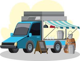 concetto di mercato delle pulci con un camion di cibo vettore