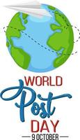 banner della giornata mondiale della posta con globo terrestre vettore