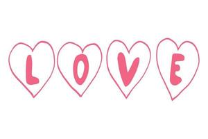 testo d'amore nel doodle disegnato a mano dei cuori. , scandinavo, minimalismo. carta, banner, poster amore matrimonio romanticismo vettore