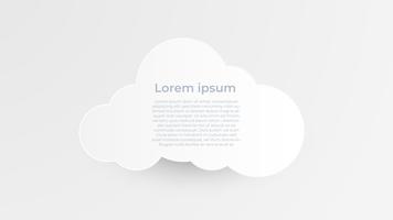 Arte di carta di design minimalista con nuvola su sfondo bianco e grigio vettore