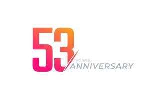 Vettore di celebrazione dell'anniversario di 53 anni. il saluto di buon anniversario celebra l'illustrazione di progettazione del modello