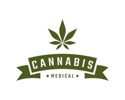 distintivo emblema vintage logo marijuana medica in stile retrò illustrazione vettoriale