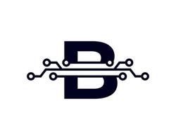 logo della lettera b della tecnologia. forma geometrica del modello di logo vettoriale futuristico. utilizzabile per loghi aziendali e tecnologici.