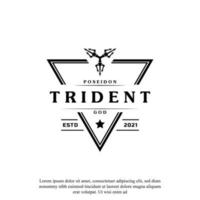 classico tridente vintage nettuno dio poseidone tritone re lancia logo icona modello di progettazione vettore