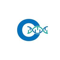 lettera iniziale o elemento del modello di progettazione del logo dell'icona del dna genetico. illustrazione biologica vettore