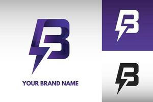 logo b lettera monogramma vettore energia elettrica tuono stile art design gradiente