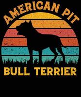 design delle magliette degli amanti dei cani pitbull terrier americano vettore