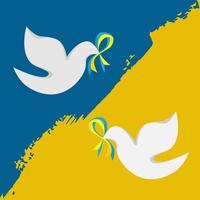 la colomba, simbolo di pace con un nastro del colore della bandiera ucraina blu e giallo vettore