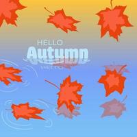 illustrazione di sfondo autunnale d'acqua vettore