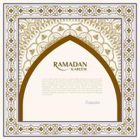 biglietto di auguri ramadan felice di dimensione quadrata. pubblicazione di contenuti di detti islamici. cornice di ornamento islamico ramadan. vettore