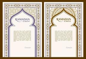biglietto di auguri ramadan felice formato a4, biglietto di auguri con ornamento islamico, design di auguri islamico vintage. vettore