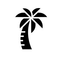 Vettore della palma, icona di stile solido relativa tropicale