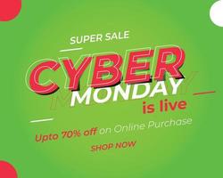 cyber monday design creativo e offerta in vendita. vettore