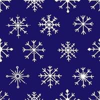 modello senza cuciture con fiocchi di neve su sfondo blu. sfondo di illustrazione vettoriale inverno.
