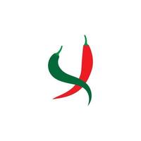 illustrazione vettoriale dell'icona del logo peperoncino rosso e verde