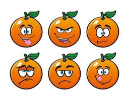set di raccolta sorridente personaggio mascotte cartone animato arancione. illustrazione vettoriale isolato su sfondo bianco