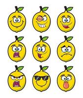set di raccolta sorridente personaggio mascotte dei cartoni animati di limone. illustrazione vettoriale isolato su sfondo bianco