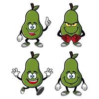 set di raccolta simpatico personaggio dei cartoni animati di avocado sorridente. illustrazione vettoriale isolato su sfondo bianco