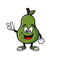 personaggio sorridente della mascotte dei cartoni animati di avocado. illustrazione vettoriale isolato su sfondo bianco