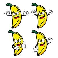 set di raccolta simpatico personaggio dei cartoni animati di banana sorridente. illustrazione vettoriale isolato su sfondo bianco