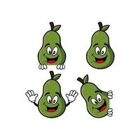 set di raccolta simpatico personaggio dei cartoni animati di avocado sorridente. illustrazione vettoriale isolato su sfondo bianco