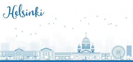 delineare il panorama della città vecchia di Helsinki, in Finlandia. vettore