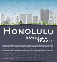skyline di honolulu hawaii con edifici grigi e spazio di copia. vettore