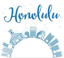 delinea lo skyline di honolulu hawaii con edifici blu e copia spazio. vettore