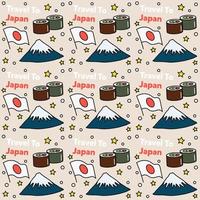 viaggio in giappone doodle disegno vettoriale senza cuciture. sushi, fuji, origami sono icone identiche al Giappone.
