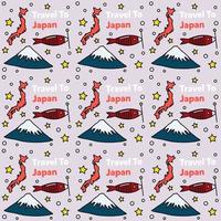 viaggio in giappone doodle disegno vettoriale senza cuciture. sushi, fuji, origami sono icone identiche al Giappone.