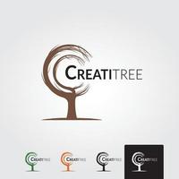 modello di logo dell'albero creativo minimo vettore