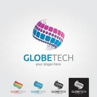 modello di logo tecnologia globo minimo vettore