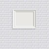 cornice bianca realistica su muro di mattoni verniciato bianco senza cuciture sfondo vettoriale. cornice per foto moderna e testo per i tuoi progetti di design. eps vettoriali a strati 10 disponibili.