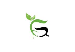 design moderno iniziale g o disegno del logo dell'azienda agricola del giardino della pianta del fiore del seme crescente vettore