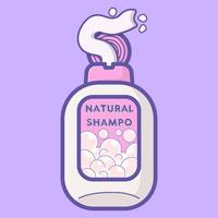 shampo naturale nella bottiglia per l'illustrazione di vettore dei generi alimentari del bagno