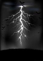 sfondo di tempesta di fulmini con pipistrelli vettore