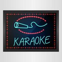 karaoke con banner luminoso retrò su sfondo incandescente vettore