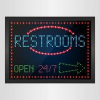 i servizi igienici firmano con luce al neon che brilla su signboard.vector vettore