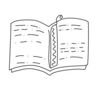 un libro in bianco e nero in stile doodle. vettore