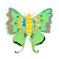 una bellissima farfalla con le ali verdi. vettore