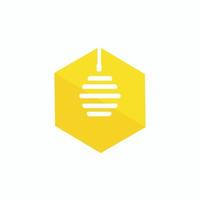 il logo esagonale giallo simboleggia la miniera di miele e l'alveare vettore