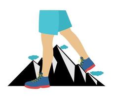 montagne e gambe che lo scavalcano. la frase montagne sono profonde fino alle ginocchia. illustrazione vettoriale