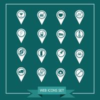 Set di icone di puntatore della mappa per sito Web e comunicazione vettore